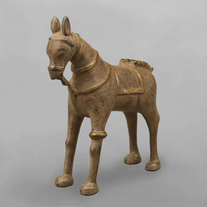 Brassaura® Brass Horse Statue | Decorative Standing Horse Figurine with Traditional Handcrafted Detailing | Premium Brass Sculpture for Home Décor, Office, Vastu & Gifting | 12.5 Inches | 5.08 Kg