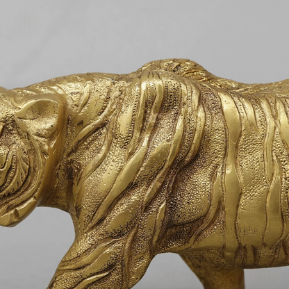 Brassaura® Brass Tiger Statue | Majestic Walking Tiger Figurine with Intricate Detailing | Premium Brass Animal Sculpture for Home Décor, Office, Vastu & Gifting | 13 Inches | 3.7 Kg
