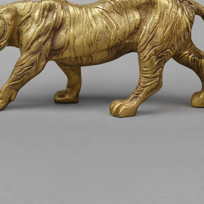 Brassaura® Brass Tiger Statue | Majestic Walking Tiger Figurine with Intricate Detailing | Premium Brass Animal Sculpture for Home Décor, Office, Vastu & Gifting | 13 Inches | 3.7 Kg
