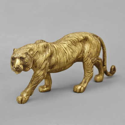 Brassaura® Brass Tiger Statue | Majestic Walking Tiger Figurine with Intricate Detailing | Premium Brass Animal Sculpture for Home Décor, Office, Vastu & Gifting | 13 Inches | 3.7 Kg