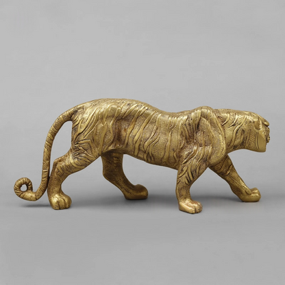 Brassaura® Brass Tiger Statue | Majestic Walking Tiger Figurine with Intricate Detailing | Premium Brass Animal Sculpture for Home Décor, Office, Vastu & Gifting | 13 Inches | 3.7 Kg