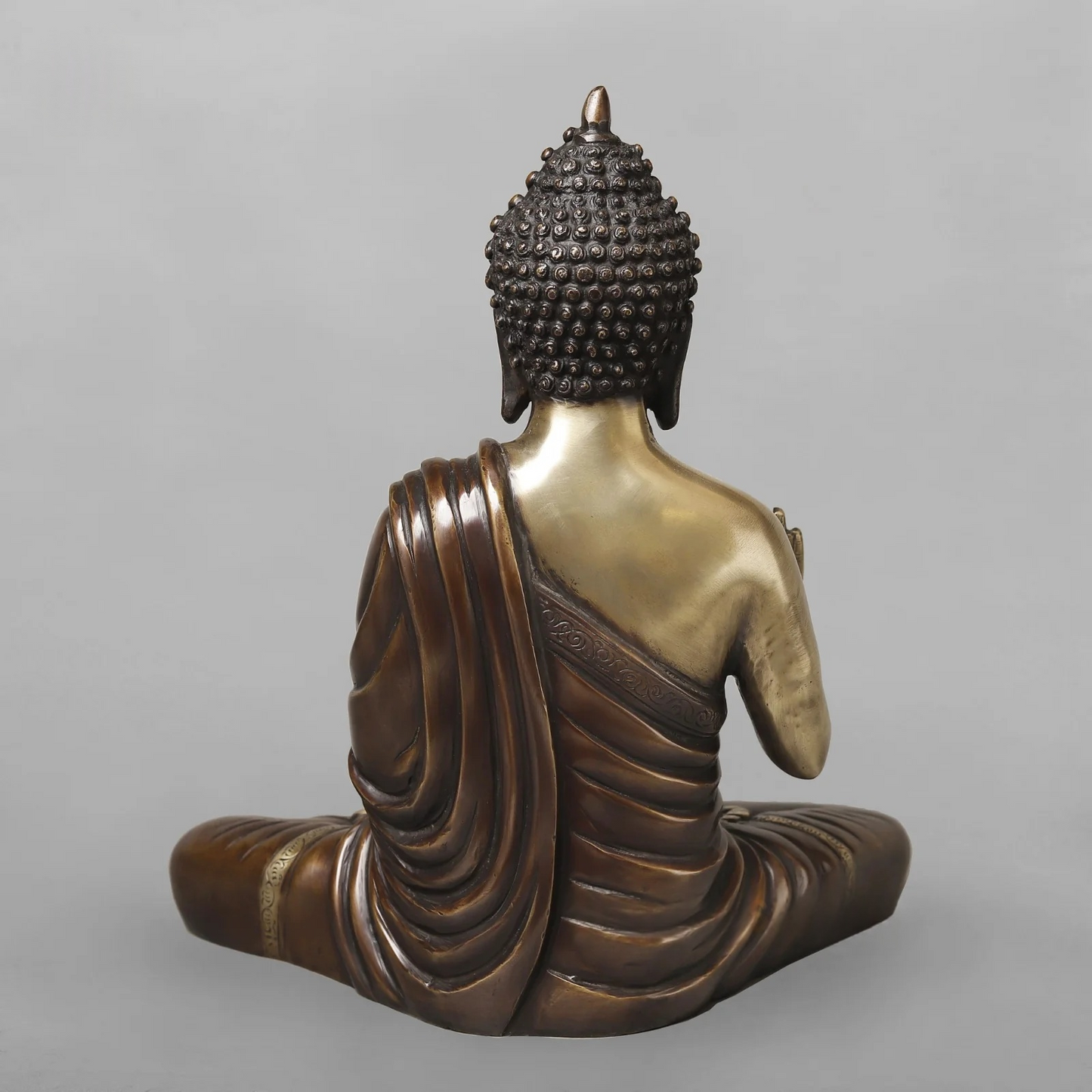 Brassaura® Brass Meditating Buddha Statue | Seated Buddha Idol in Abhaya Mudra with Antique Dual-Tone Finish | Premium Brass Sculpture for Home Décor, Meditation & Gifting | 15 Inches | 8.16 Kg