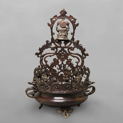 Brassaura® Brass Lord Ganesha Musical Ensemble Urli | Decorative Ganpati Fountain Bowl with Ornate Traditional Detailing | Premium Brass Centerpiece for Home Décor, Temple & Gifting | 30 Inches | 31.98 Kg