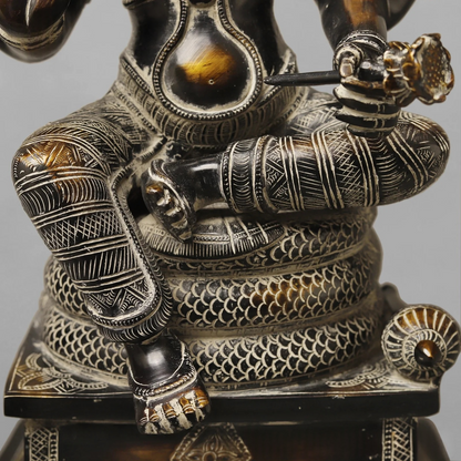 Brassaura® Lord Vishnu Statue | Pure Brass Vishnu Idol with Antique Dual-Tone Finish | Large Religious Sculpture for Home Temple, Pooja Room & Spiritual Décor | 20 Inch | 15.9 Kg