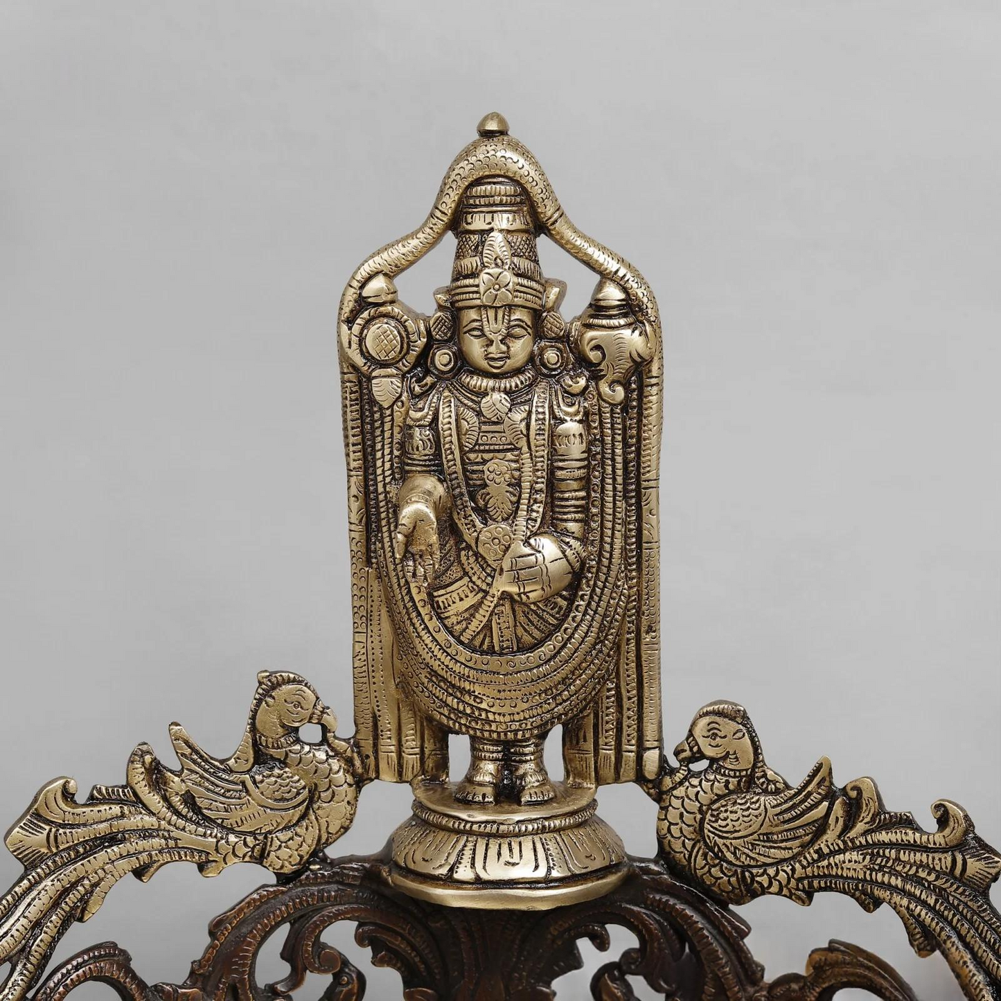 Brassaura® Brass Tirupati Balaji Decorative Urli with Dashavatara, Shankha & Chakra | Height 16.5 Inches | Weight 14 Kgs