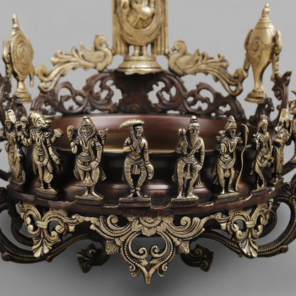 Brassaura® Brass Tirupati Balaji Decorative Urli with Dashavatara, Shankha & Chakra | Height 16.5 Inches | Weight 14 Kgs