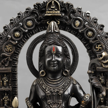 ब्रासोरा® वृंदावन वेणुगोपाल कृष्ण पीतल की प्रतिमा मोर के साथ | एंटीक नीला और सुनहरा रंग | ऊँचाई 20 इंच