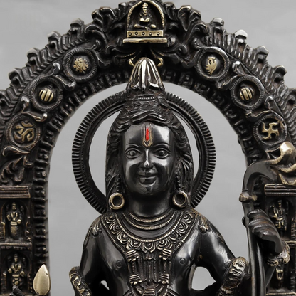 ब्रासोरा® वृंदावन वेणुगोपाल कृष्ण पीतल की प्रतिमा मोर के साथ | एंटीक नीला और सुनहरा रंग | ऊँचाई 20 इंच