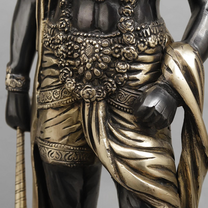 Brassaura® Lord Hanuman Standing Idol with Golden & Black Patina Finish | Pure Superfine Brass Handcrafted Murti | Brass Statue | Height 23 Inches | Weight 11.8Kgs