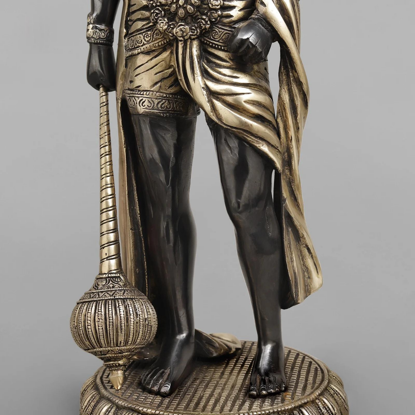 Brassaura® Lord Hanuman Standing Idol with Golden & Black Patina Finish | Pure Superfine Brass Handcrafted Murti | Brass Statue | Height 23 Inches | Weight 11.8Kgs