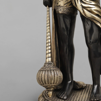 Brassaura® Lord Hanuman Standing Idol with Golden & Black Patina Finish | Pure Superfine Brass Handcrafted Murti | Brass Statue | Height 23 Inches | Weight 11.8Kgs