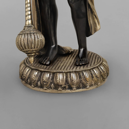 Brassaura® Lord Hanuman Standing Idol with Golden & Black Patina Finish | Pure Superfine Brass Handcrafted Murti | Brass Statue | Height 23 Inches | Weight 11.8Kgs