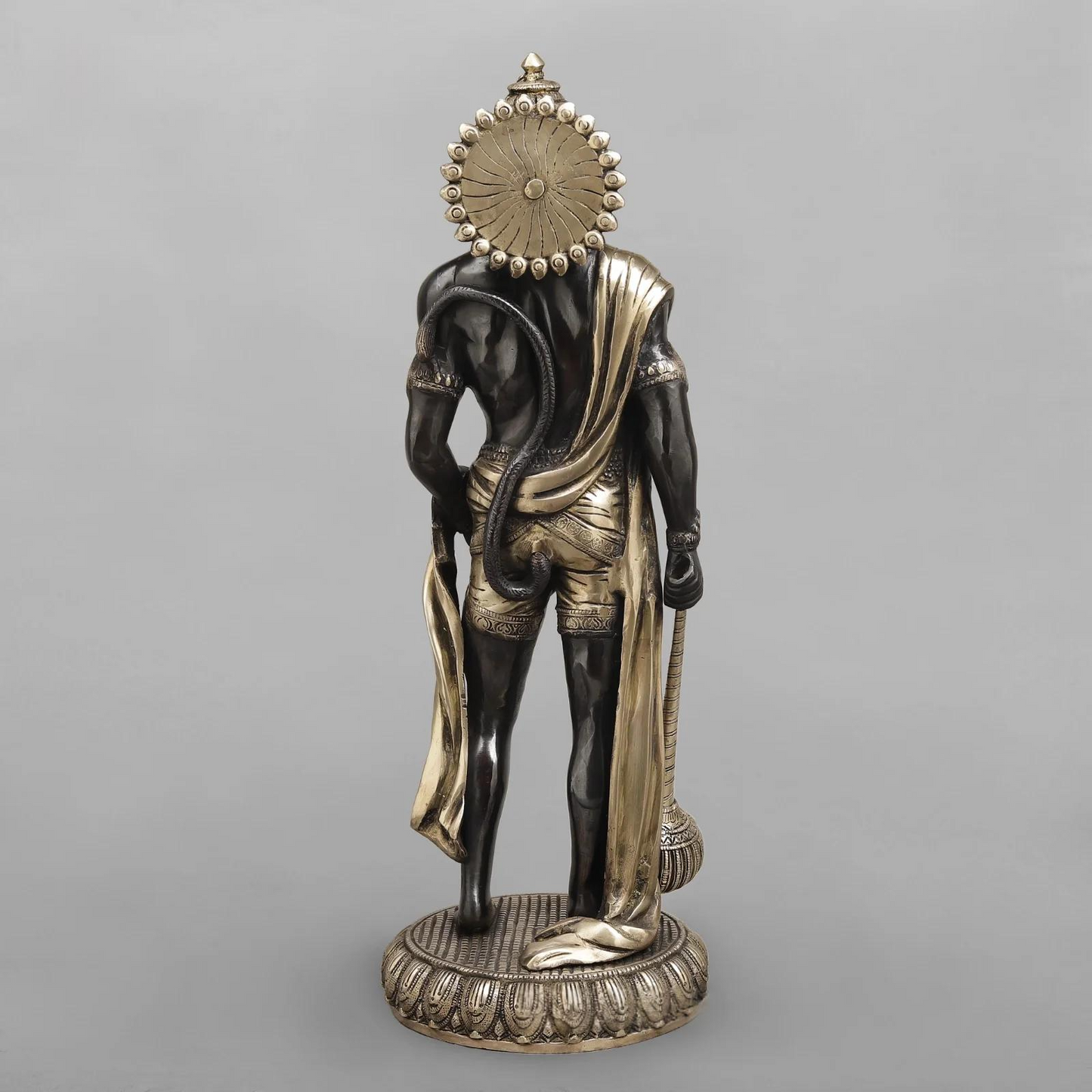Brassaura® Lord Hanuman Standing Idol with Golden & Black Patina Finish | Pure Superfine Brass Handcrafted Murti | Brass Statue | Height 23 Inches | Weight 11.8Kgs