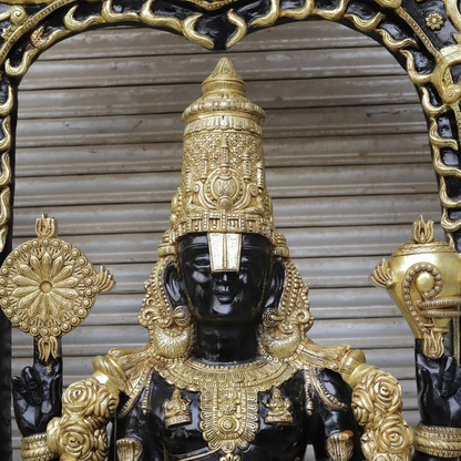 ब्रासोरा® वृंदावन वेणुगोपाल कृष्ण पीतल की प्रतिमा मोर के साथ | एंटीक नीला और सुनहरा रंग | ऊँचाई 20 इंच