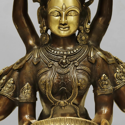 ब्रासोरा® वृंदावन वेणुगोपाल कृष्ण पीतल की प्रतिमा मोर के साथ | एंटीक नीला और सुनहरा रंग | ऊँचाई 20 इंच
