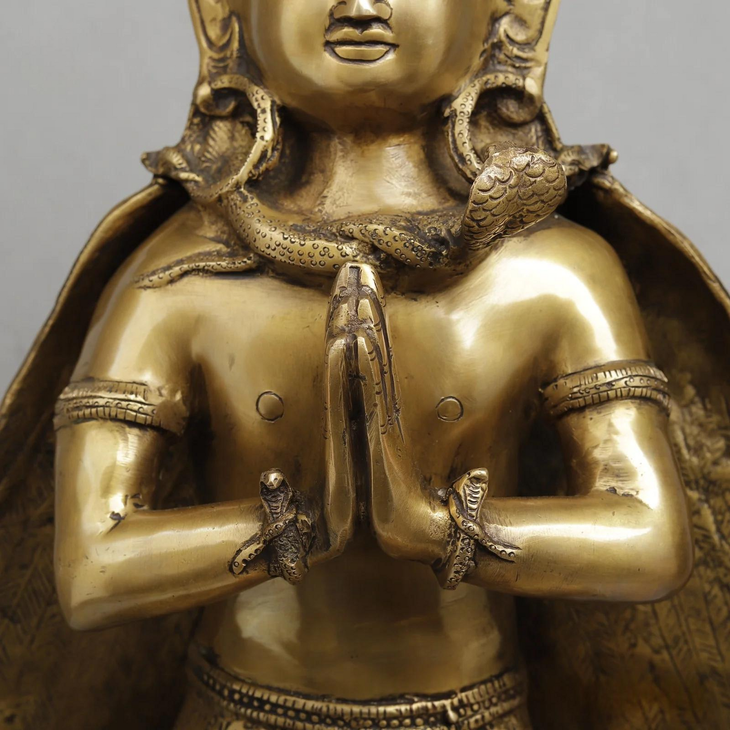 Brassaura® Garuda Kneeling Idol with Golden & Black Patina Finish | Pure Superfine Brass Handcrafted Murti | Brass Statue for Home Temple | Height 20 Inches | Weight 16.8 Kgs