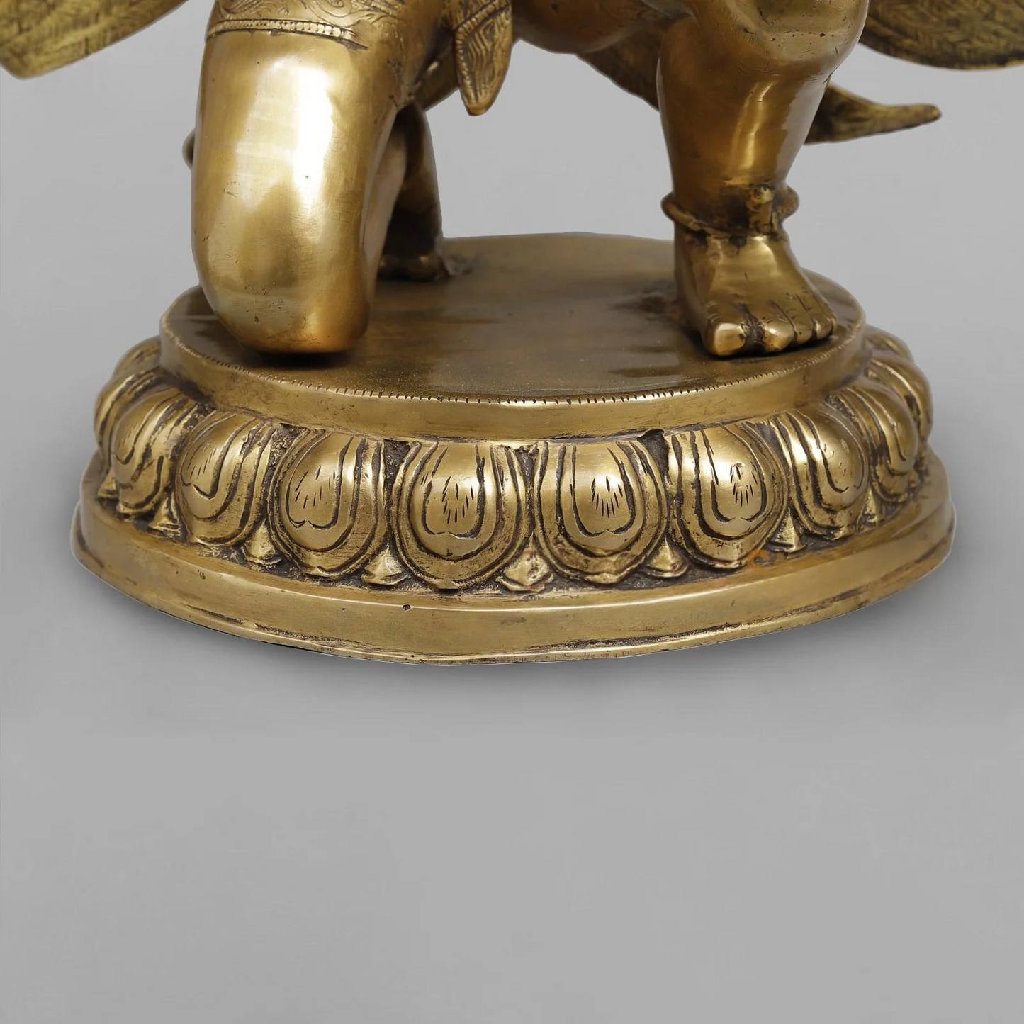 Brassaura® Garuda Kneeling Idol with Golden & Black Patina Finish | Pure Superfine Brass Handcrafted Murti | Brass Statue for Home Temple | Height 20 Inches | Weight 16.8 Kgs