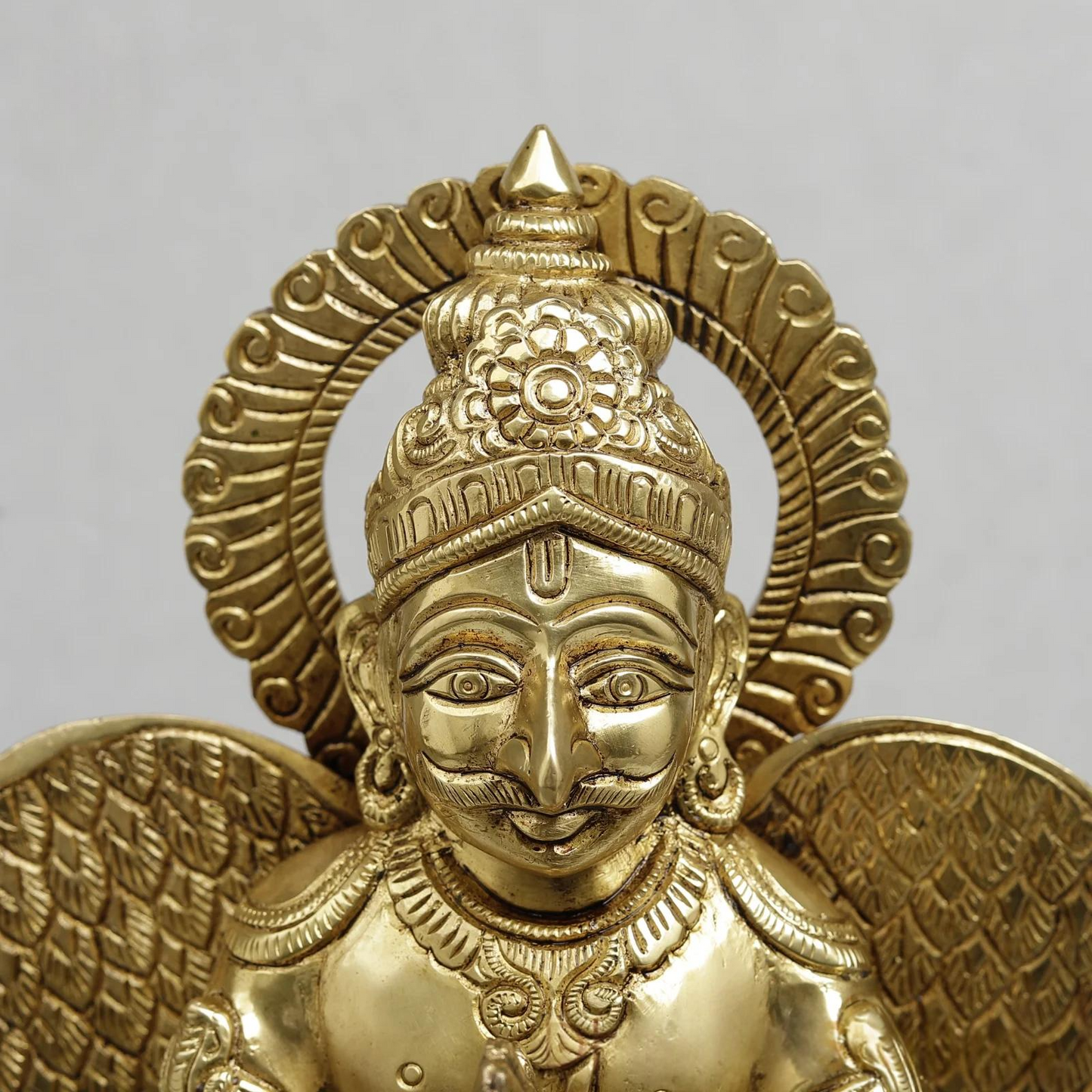 Brassaura® Brass Garuda Dev Statue in Namaste Pose | Handcrafted Garuda Idol for Home Temple, Pooja Room & Spiritual Décor | Height 12 Inches | Weight 5.04 Kgs