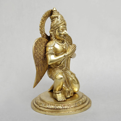 Brassaura® Brass Garuda Dev Statue in Namaste Pose | Handcrafted Garuda Idol for Home Temple, Pooja Room & Spiritual Décor | Height 12 Inches | Weight 5.04 Kgs