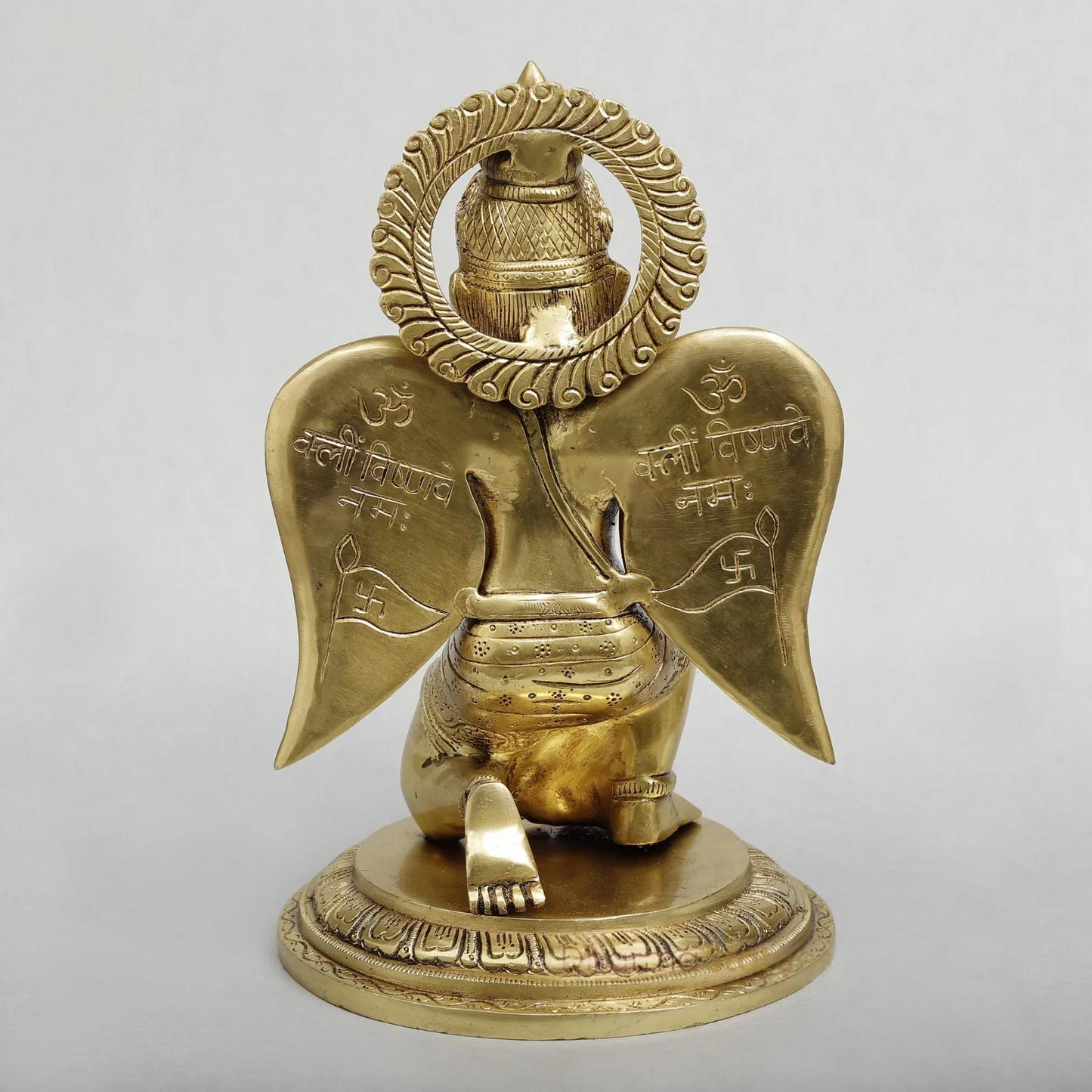 Brassaura® Brass Garuda Dev Statue in Namaste Pose | Handcrafted Garuda Idol for Home Temple, Pooja Room & Spiritual Décor | Height 12 Inches | Weight 5.04 Kgs