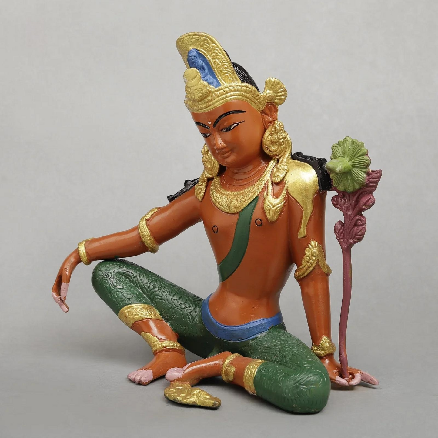 Brassaura® Brass Meditating Buddha Statue with Lotus Flower | Handcrafted Lord Buddha Idol for Home Temple, Living Room & Spiritual Décor | Height 12 Inches | Weight 5.26 Kgs
