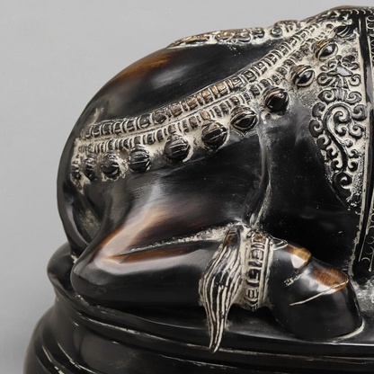 Brassaura® Brass Nandi Bull Idol with Antique Black Finish | Handcrafted Sacred Nandi Statue for Home Temple, Shiva Altar & Spiritual Décor | Height 13.5 Inches | Weight 11.84 Kgs