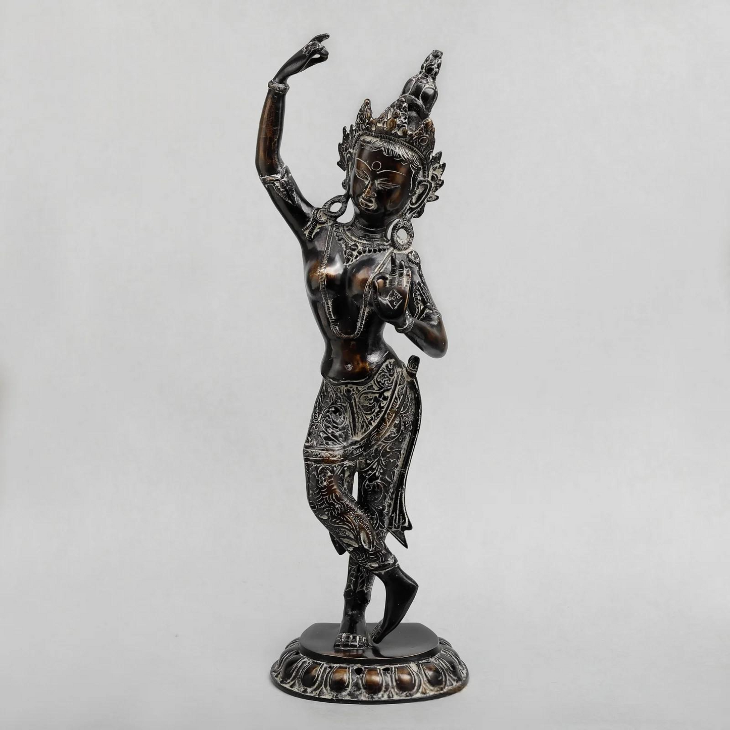 Brassaura® Dancing Tara Devi Statue with Antique Black Finish | Handcrafted Goddess Tara Idol Spiritual Décor | Height 19 Inches | Weight 4.16 Kgs