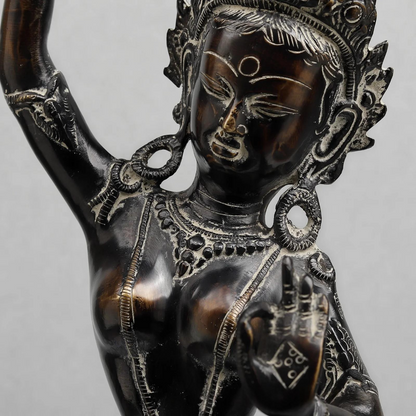 Brassaura® Dancing Tara Devi Statue with Antique Black Finish | Handcrafted Goddess Tara Idol Spiritual Décor | Height 19 Inches | Weight 4.16 Kgs