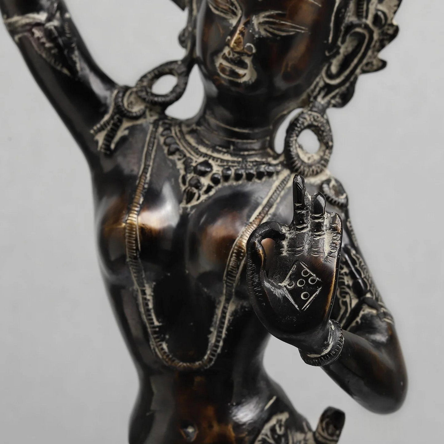 Brassaura® Dancing Tara Devi Statue with Antique Black Finish | Handcrafted Goddess Tara Idol Spiritual Décor | Height 19 Inches | Weight 4.16 Kgs