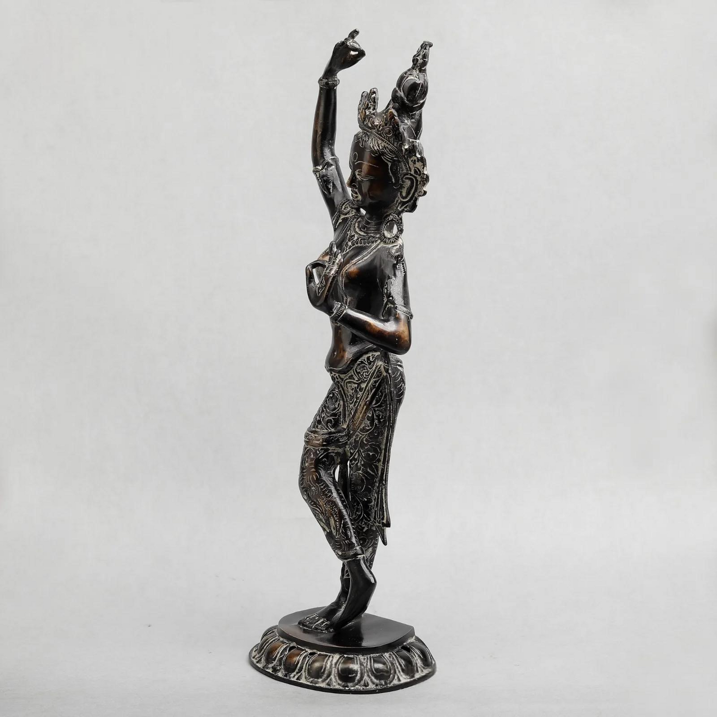 Brassaura® Dancing Tara Devi Statue with Antique Black Finish | Handcrafted Goddess Tara Idol Spiritual Décor | Height 19 Inches | Weight 4.16 Kgs