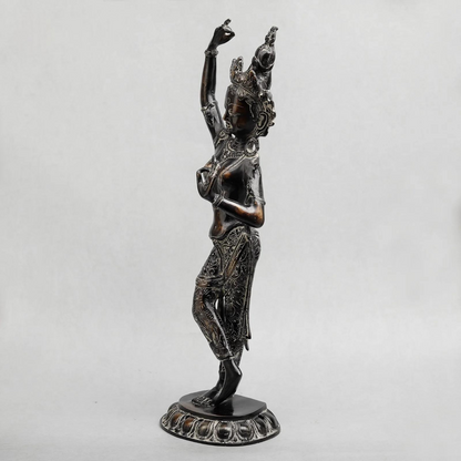 Brassaura® Dancing Tara Devi Statue with Antique Black Finish | Handcrafted Goddess Tara Idol Spiritual Décor | Height 19 Inches | Weight 4.16 Kgs