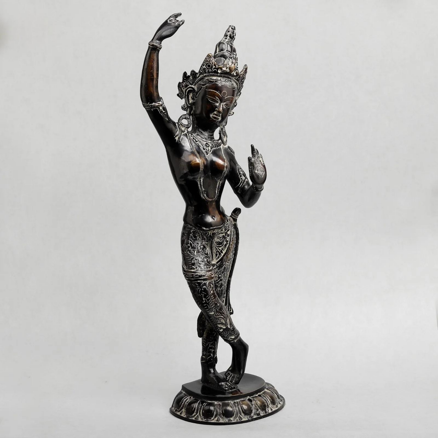 Brassaura® Dancing Tara Devi Statue with Antique Black Finish | Handcrafted Goddess Tara Idol Spiritual Décor | Height 19 Inches | Weight 4.16 Kgs