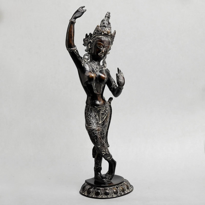 Brassaura® Dancing Tara Devi Statue with Antique Black Finish | Handcrafted Goddess Tara Idol Spiritual Décor | Height 19 Inches | Weight 4.16 Kgs