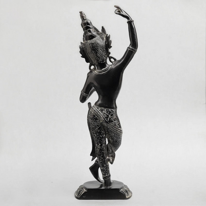 Brassaura® Dancing Tara Devi Statue with Antique Black Finish | Handcrafted Goddess Tara Idol Spiritual Décor | Height 19 Inches | Weight 4.16 Kgs