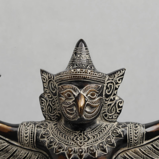 Brassaura® Brass Garuda Statue with Antique Black Finish | Handcrafted Sacred Garuda Sculpture for Home Temple & Spiritual Décor | Height 12.5 Inches | Weight 6.84 Kgs