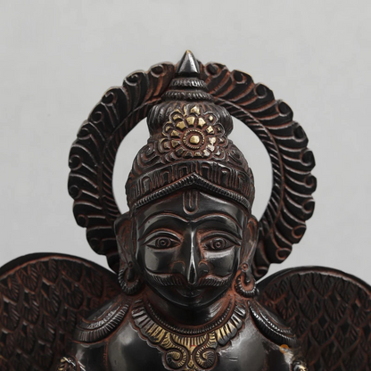 ब्रासोरा® वृंदावन वेणुगोपाल कृष्ण पीतल की प्रतिमा मोर के साथ | एंटीक नीला और सुनहरा रंग | ऊँचाई 20 इंच