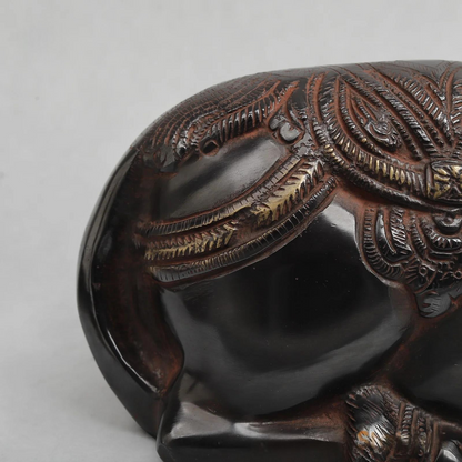 Brassaura® Brass Nandi Idol with Antique Black Finish | Handcrafted Sacred Nandi Statue for Home Temple, Shiva Altar & Spiritual Décor | Height 8 Inches | Weight 4.62 Kgs