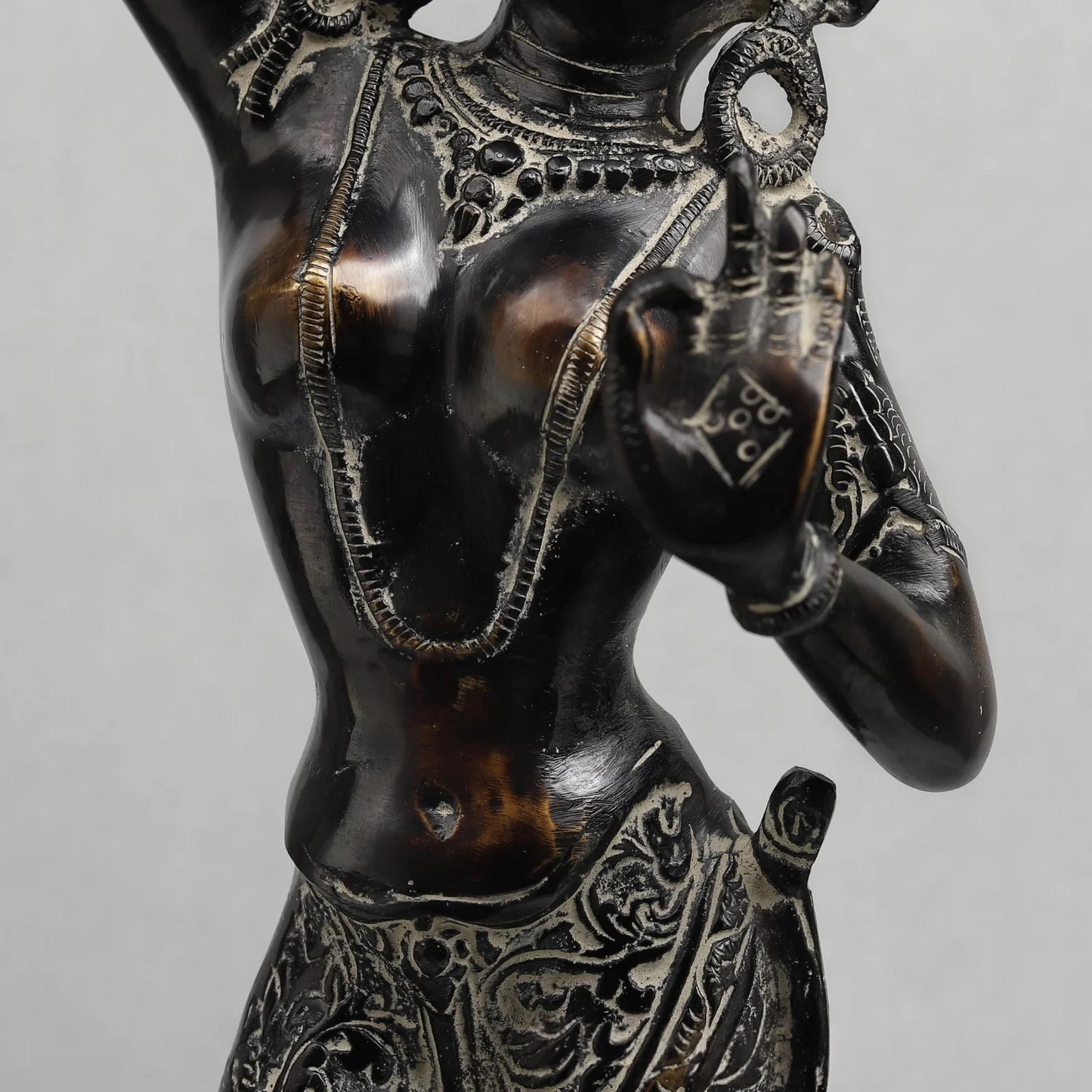 Brassaura® Dancing Tara Devi Statue with Antique Black Finish | Handcrafted Goddess Tara Idol Spiritual Décor | Height 19 Inches | Weight 4.16 Kgs
