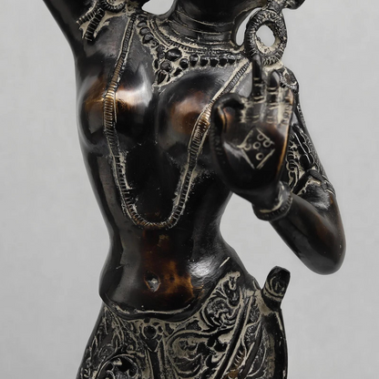Brassaura® Dancing Tara Devi Statue with Antique Black Finish | Handcrafted Goddess Tara Idol Spiritual Décor | Height 19 Inches | Weight 4.16 Kgs