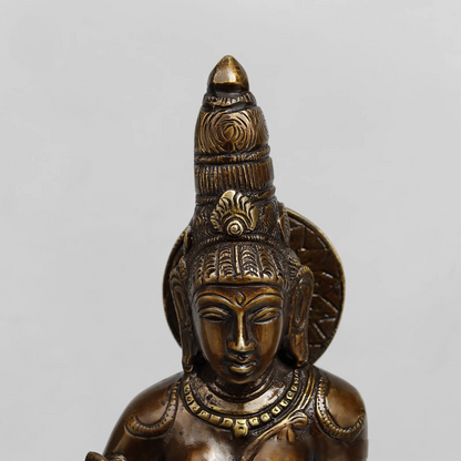 Brassaura® Goddess Parvati Seated Idol with Bronze Antique Finish | Pure Superfine Brass Handcrafted Murti | Brass Statue for Home Temple, Pooja Room | Height 13 Inches | Weight 4.750 Kgs