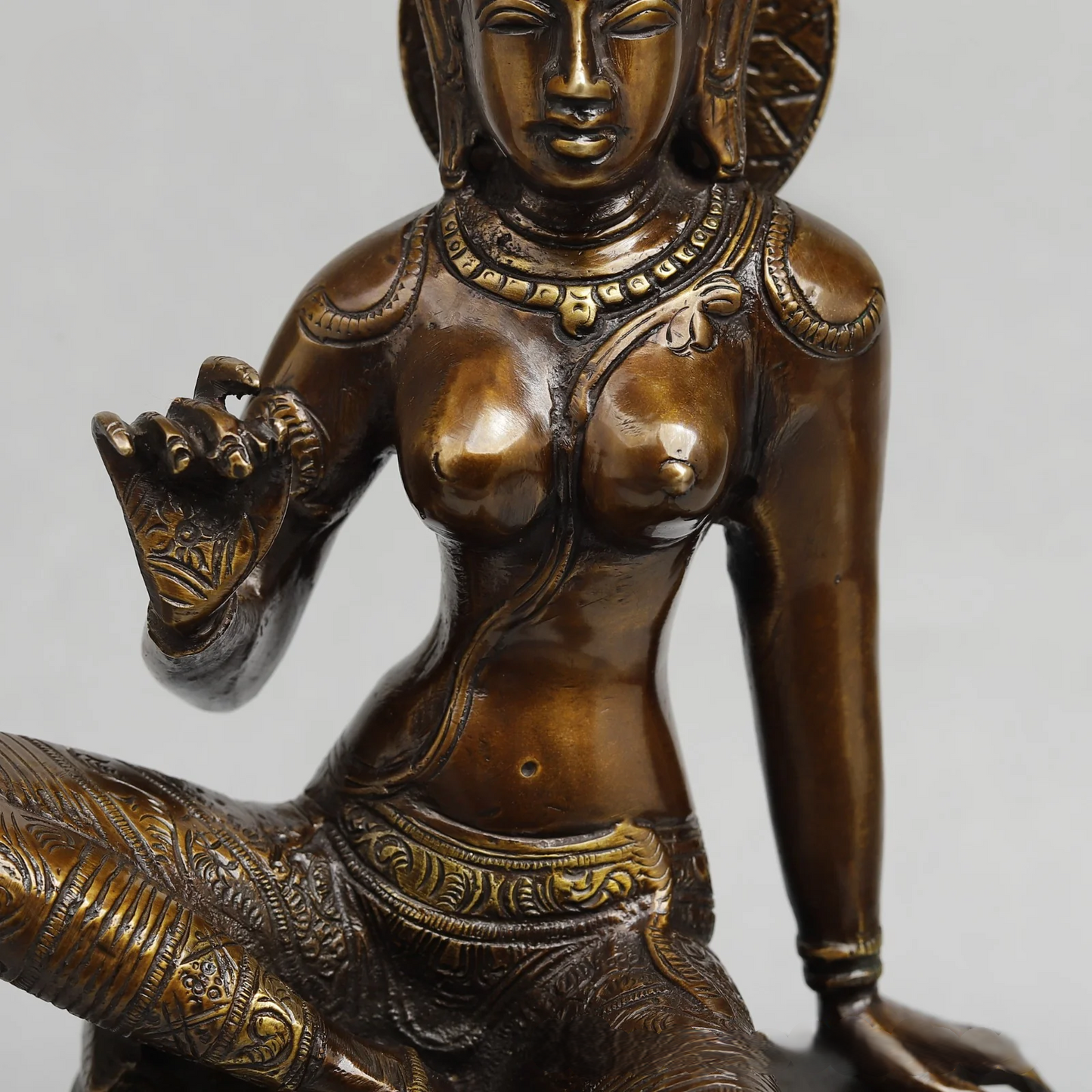 Brassaura® Goddess Parvati Seated Idol with Bronze Antique Finish | Pure Superfine Brass Handcrafted Murti | Brass Statue for Home Temple, Pooja Room | Height 13 Inches | Weight 4.750 Kgs