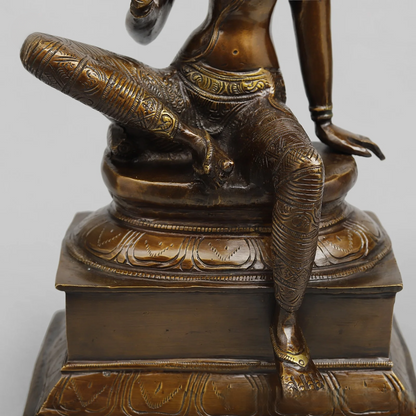Brassaura® Goddess Parvati Seated Idol with Bronze Antique Finish | Pure Superfine Brass Handcrafted Murti | Brass Statue for Home Temple, Pooja Room | Height 13 Inches | Weight 4.750 Kgs