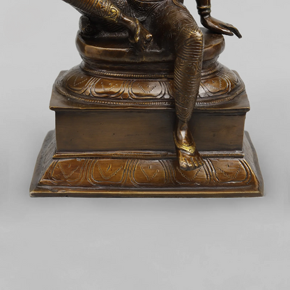 Brassaura® Goddess Parvati Seated Idol with Bronze Antique Finish | Pure Superfine Brass Handcrafted Murti | Brass Statue for Home Temple, Pooja Room | Height 13 Inches | Weight 4.750 Kgs