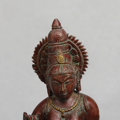 Brassaura® Goddess Parvati Seated Idol with Bronze Antique Finish | Pure Superfine Brass Handcrafted Murti | Brass Statue for Home Temple, Pooja Room | Height 13 Inches | Weight 4.520 Kgs