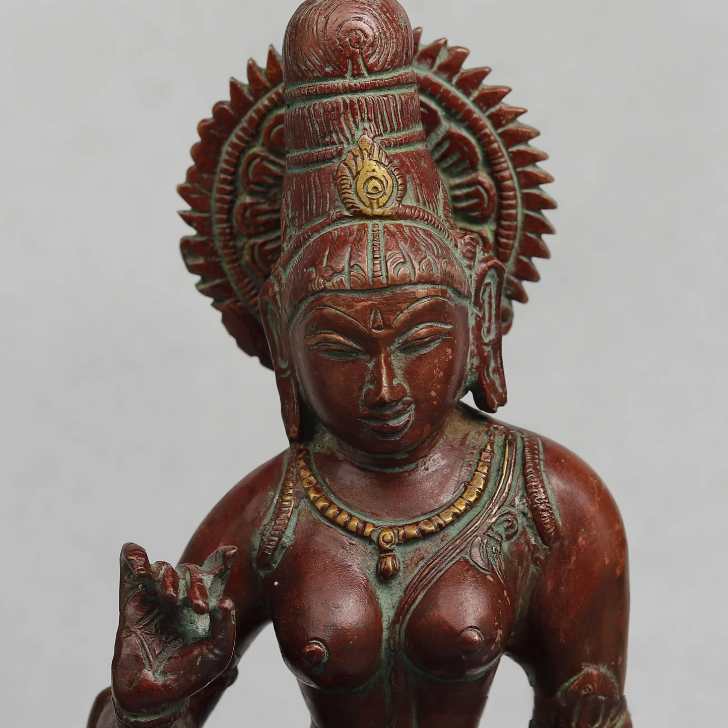 Brassaura® Goddess Parvati Seated Idol with Bronze Antique Finish | Pure Superfine Brass Handcrafted Murti | Brass Statue for Home Temple, Pooja Room | Height 13 Inches | Weight 4.520 Kgs