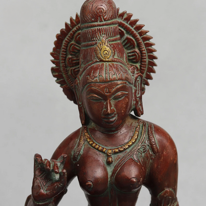 Brassaura® Goddess Parvati Seated Idol with Bronze Antique Finish | Pure Superfine Brass Handcrafted Murti | Brass Statue for Home Temple, Pooja Room | Height 13 Inches | Weight 4.520 Kgs