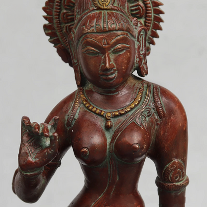 Brassaura® Goddess Parvati Seated Idol with Bronze Antique Finish | Pure Superfine Brass Handcrafted Murti | Brass Statue for Home Temple, Pooja Room | Height 13 Inches | Weight 4.520 Kgs