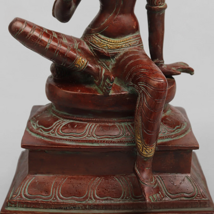 Brassaura® Goddess Parvati Seated Idol with Bronze Antique Finish | Pure Superfine Brass Handcrafted Murti | Brass Statue for Home Temple, Pooja Room | Height 13 Inches | Weight 4.520 Kgs