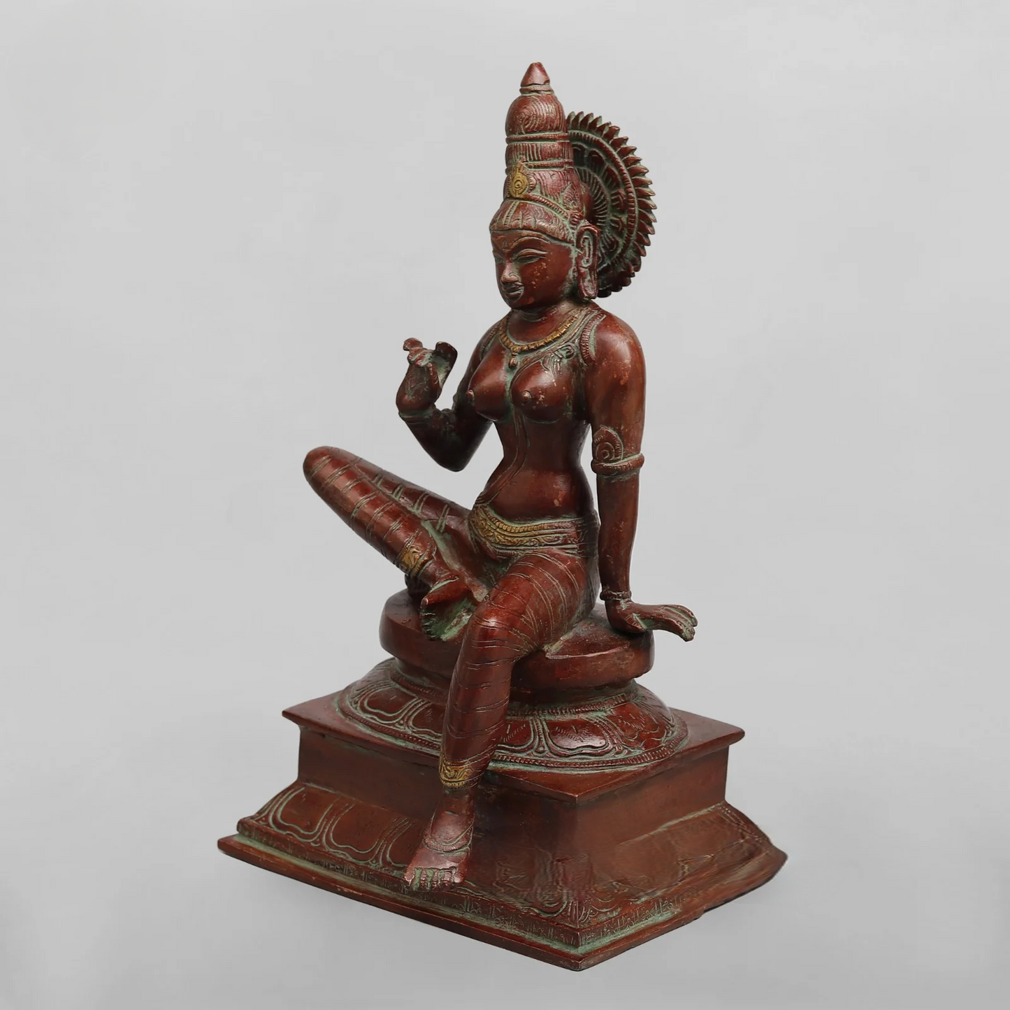 Brassaura® Goddess Parvati Seated Idol with Bronze Antique Finish | Pure Superfine Brass Handcrafted Murti | Brass Statue for Home Temple, Pooja Room | Height 13 Inches | Weight 4.520 Kgs