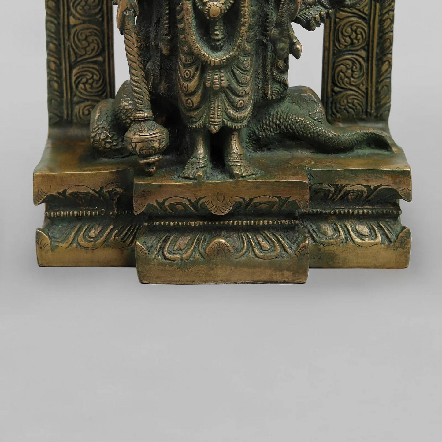Brassaura® Lord Vishnu Vishwaroop Idol with Green Algae Finish | Pure Superfine Brass Handcrafted Murti | Brass Statue for Home Temple, Pooja Room | Height 14 Inches | Weight 9.440 Kgs